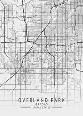 Overland Park - Kansas - US Gray Map Art