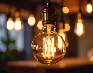 Warm glow of vintage Edison bulb lights