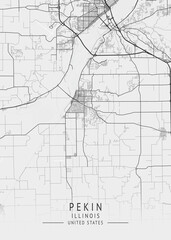 Pekin - Illinois - US Gray Map Art