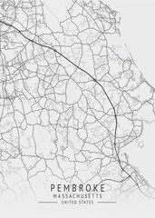 Pembroke - Massachusetts - US Gray Map Art