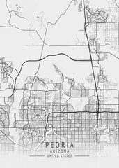 Obraz premium Peoria - Arizona - US Gray Map Art