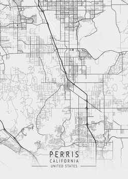 Perris - California - US Gray Map Art