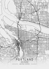 Portland - Oregon - US Gray Map Art