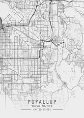 Puyallup - Washington - US Gray Map Art