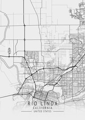 Rio Linda - California - US Gray Map Art