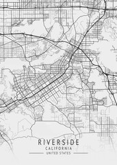 Fototapeta premium Riverside - California - US Gray Map Art