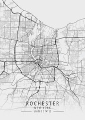 Obraz premium Rochester - New York - US Gray Map Art