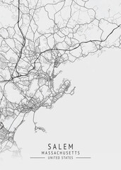 Salem - Massachusetts - US Gray Map Art
