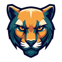 Bold and Fierce Puma: A striking, stylized illustration of a puma with piercing eyes and a bold, confident expression. This image epitomizes strength and primal energy. 