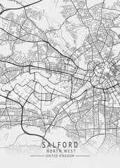 Naklejka premium Salford - North West UK Gray City Map_415