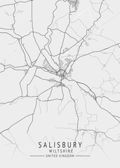 Salisbury -  Wiltshire UK Gray City Map_359