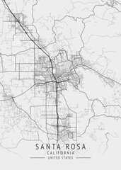 Obraz premium Santa Rosa - California - US Gray Map Art