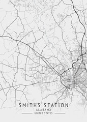 Smiths Station - Alabama - US Gray Map Art
