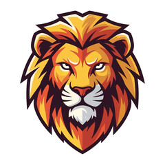 Lion Mascot Illustration: A bold and vibrant illustration of a lion's head, symbolizing strength, courage, and royalty, designed in a modern and striking aesthetic.