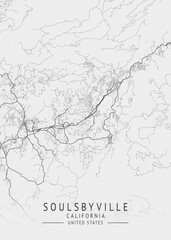 Soulsbyville - California - US Gray Map Art