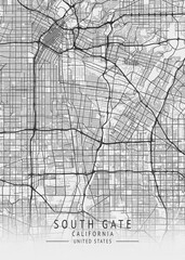 Fototapeta premium South Gate - California - US Gray Map Art