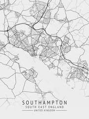 Southampton - South East England UK Gray City Map_047