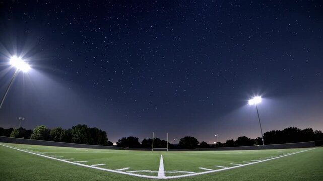 Vacant Soccer Pitch Contrasting Sky At Night captured in Dallas, United States