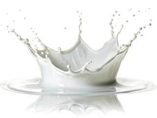 Dynamic milk splash frozen mid-air capturing a crowned wave of white liquid
