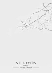 St. Davids -  Wales UK Gray City Map_160