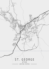 St. George - Utah - US Gray Map Art