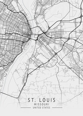 Obraz premium St. Louis - Missouri - US Gray Map Art