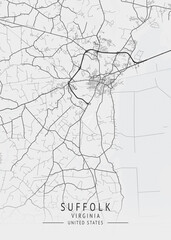 Obraz premium Suffolk - Virginia - US Gray Map Art