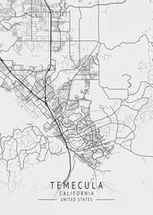 Temecula - California - US Gray Map Art