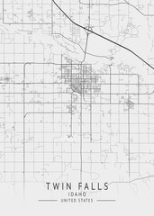 Twin Falls - Idaho - US Gray Map Art