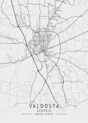 Obraz premium Valdosta - Georgia - US Gray Map Art