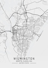 Wilmington - North Carolina - US Gray Map Art