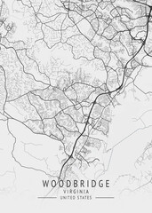 Woodbridge - Virginia - US Gray Map Art