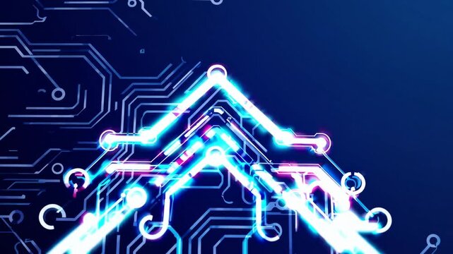 Illuminated Pointer Circuit On Azure Backdrop . Illuminated Pointer Circuit On Azure Backdrop , Empty Space Arrangement, Commercial Expansion Notion.