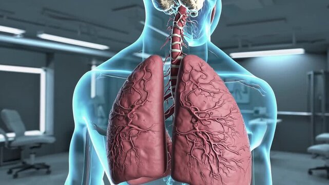 Anatomical Illustration of the Human Respiratory System Focusing on the Lungs