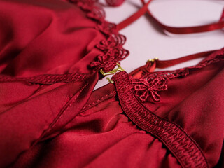 Close-up of silk underwear fabric for women. Erotic lingerie