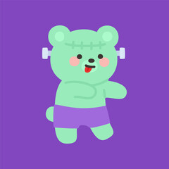 Fototapeta premium Frankenstein Teddy Bear Walking with Hand Forward