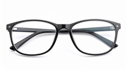 Classic black full-rim eyeglasses with slightly rounded rectangular lenses, straight temples, and a clean light background, showcasing everyday fashion and optical style.