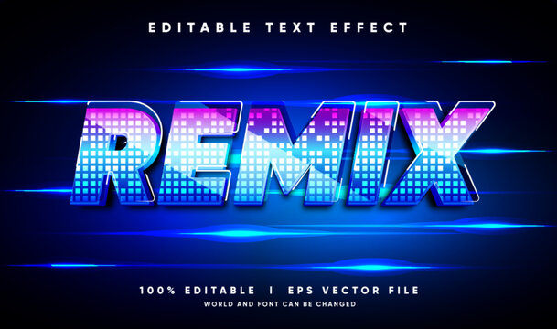 remix 3d vector text effect with modern style