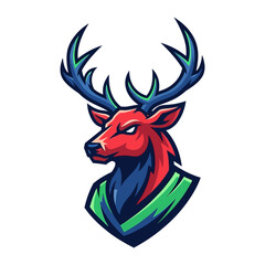 Majestic Deer Portrait: A dynamic and vibrant illustration presents a stag with intricate antlers and striking colors, exuding strength and a touch of wild elegance.