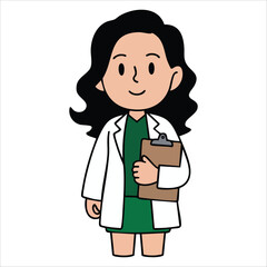 happy female doctor vector isolated on white background