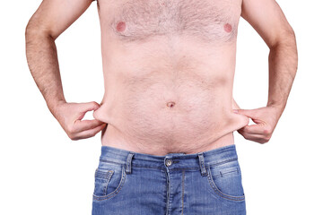Naklejka premium man with belly fat isolated.
