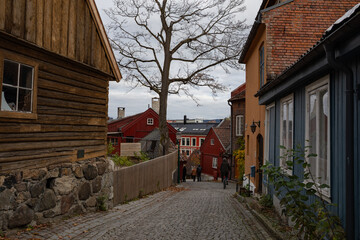 Cobbled Street With Old Colorful