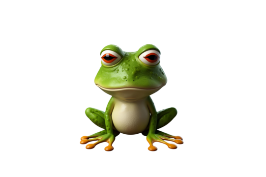 two green frogs, showing the natural form, exhibiting textures and patterns, demonstrating its characteristics and pose in an illustrated design, no background.