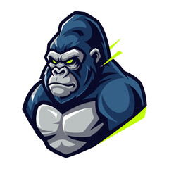 Majestic Gorilla Illustration: A powerful and stern gorilla, depicted in a dynamic illustration, symbolizing strength, intelligence, and the untamed spirit of the wild, ready to captivate