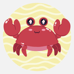 Cute kawaii  in cartoon style. Funny sea character for children's designs, posters, stickers and printed products