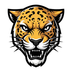 Unleashed Majesty: A striking illustration of a jaguar's intense face, displaying a bold portrayal of the animal's raw power, ferocity, and primal spirit.