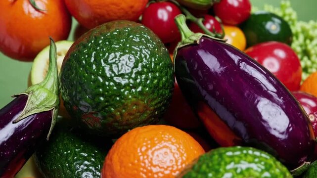 assembled collection of mature edible plant products including both fruits and vegetables