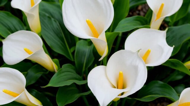 Detailed Close-Up of Elegant Ivory and Golden Blossoms Amidst Verdant Spring Foliage