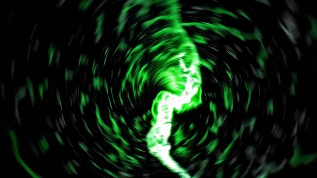 realistic three-dimensional swirling vortex storm phenomenon animation with illuminated neon lighting effects