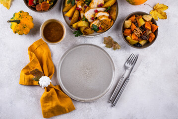 Traditional Thanksgiving day dinner with turkey